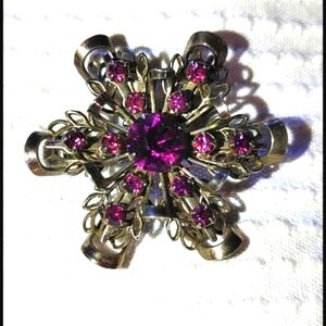 Vintage amethyst snowflake silvertone brooch